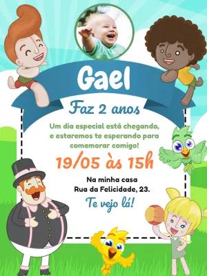 Convite Aniversário Mundo Bita com Foto para Editar Online