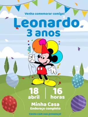 Convite de Aniversário Mickey Mouse para Editar Online