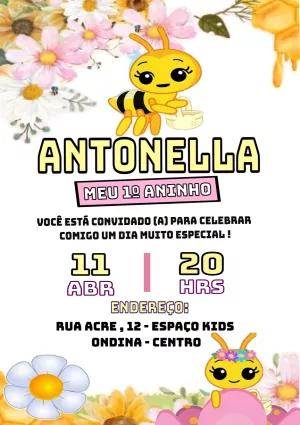 Convite de Aniversário Abelhinha Baby para Editar Online