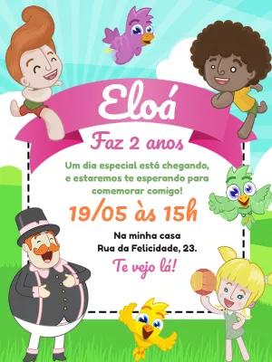 Convite Aniversário Mundo Bita com Personagens para Editar Online
