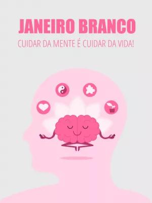 Post Janeiro Branco com Cérebro Meditando para Editar Online