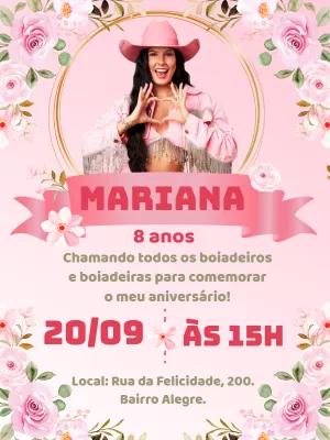 Convite Aniversário Ana Castela Boiadeira para Editar