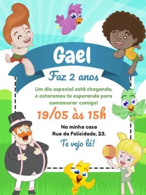 Convite Aniversário Mundo Bita com Personagens para Editar Online
