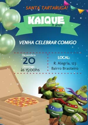Convite Aniversário Tartarugas Ninjas para Editar Online