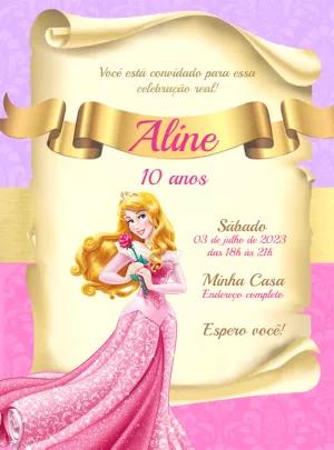 Convite Aniversário Princesa Aurora para Editar Online