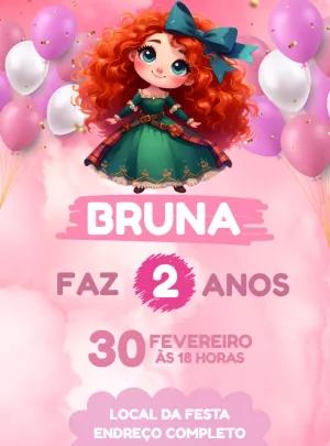 Convite Aniversário Valente com Merida para Editar Online