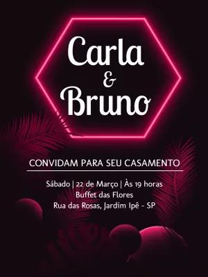 Convite de Casamento Neon Moderno para Editar Online