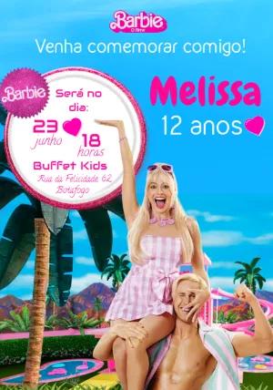 Convite Aniversário Barbie Filme para Editar Online