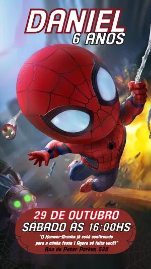 Convite de Aniversário Homem-Aranha para Editar Online