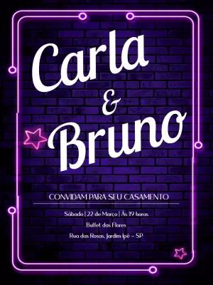 Convite de Casamento Neon Moderno para Editar Online