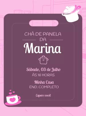 Convite de Chá de Panela Rosa com Utensílios para Editar Online