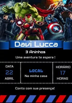 Convite de Aniversário Vingadores com Heróis para Editar Online