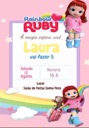 Convite de Aniversário Rainbow Ruby para Editar Online