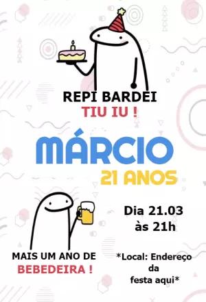 Convite de Aniversário Flork Meme Engraçado para Editar Online
