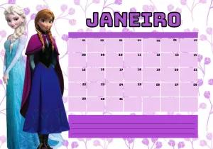 Planner do Tema Frozen com Personagens para Editar Online