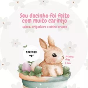 Adesivo de Páscoa com Coelhinho para Editar e Imprimir