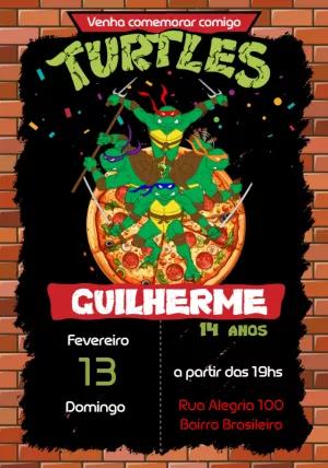 Convite de Aniversário Tartarugas Ninja para Editar Online