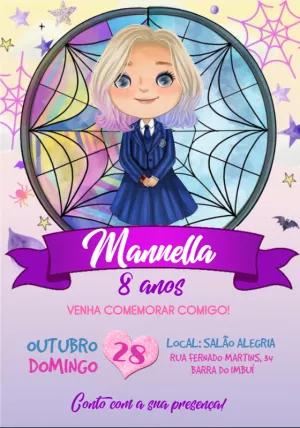 Convite de Aniversário Enid Wandinha para Editar Online