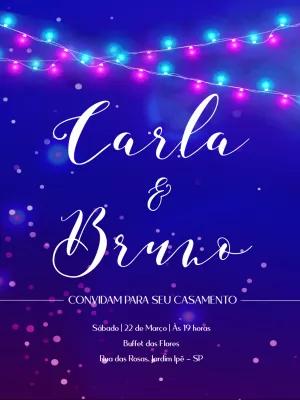 Convite de Casamento Neon com Luzes para Editar Online
