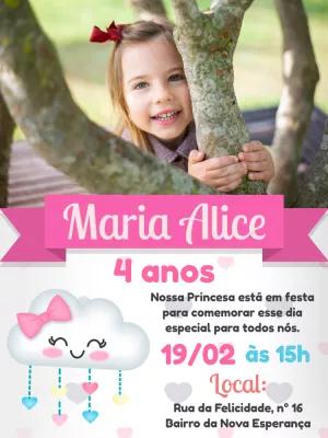 Convite Aniversário Chuva de Amor com Foto para Editar Online
