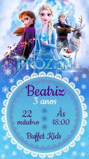 Convite de Aniversário Frozen com Personagens para Editar Online