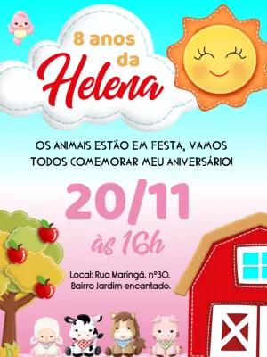 Convite Aniversário Fazendinha com Animais para Editar Online