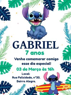 Convite de Aniversário Stitch para Editar e Imprimir