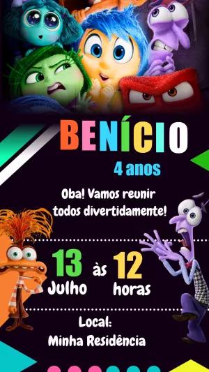 Convite de Aniversário Divertida Mente 2 para Editar Online
