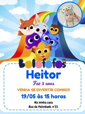 Convite de Aniversário Bolofofos com Foto para Editar Online