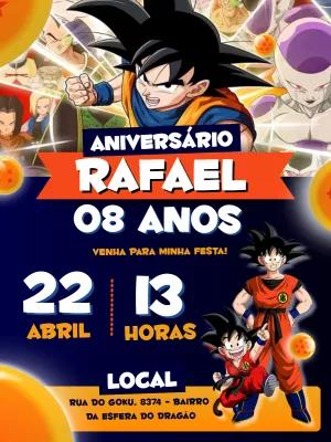 Convite de Aniversário Dragon Ball Z com Goku para Editar Online
