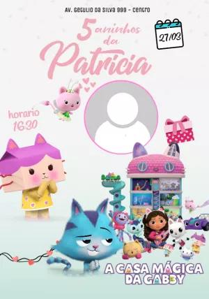 Convite Aniversário A Casa Mágica da Gabby com Foto Editável