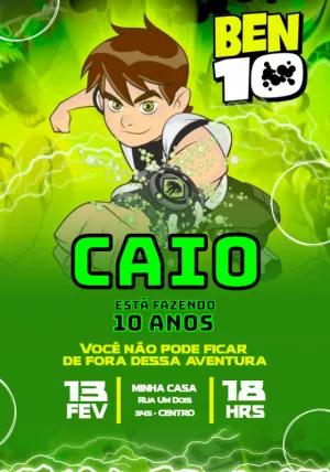 Convite de Aniversário Ben 10 com Herói para Editar Online