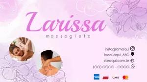 Cartão de Visita Massagista Rosa Floral para Editar Online