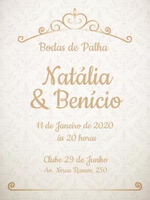 Convite de Bodas de Palha Elegante para Editar Online