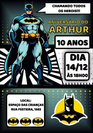 Convite de Aniversário Batman do Super-Herói para Editar Online