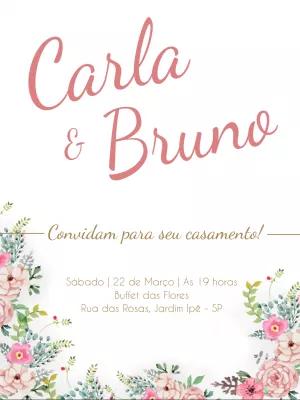 Convite de Casamento Floral Aquarela para Editar Online