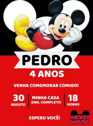 Convite de Aniversário Mickey Mouse Clássico para Editar Online