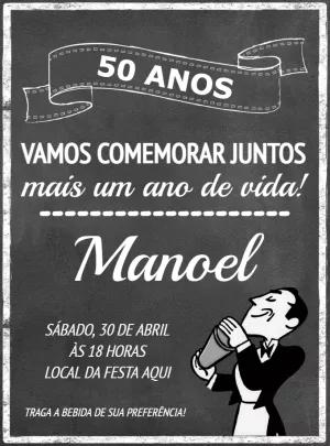 Convite Aniversário Boteco Chalkboard para Editar Online