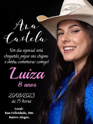 Convite de Aniversário Ana Castela Boiadeira para Editar Online