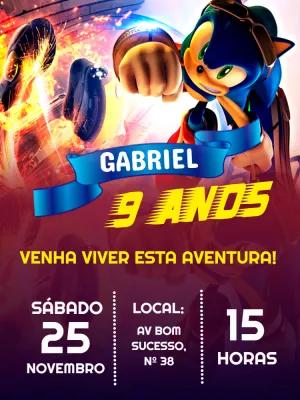 Convite de Aniversário Sonic para Editar Online e Imprimir