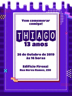Convite de Aniversário Pop Art Geométrico para Editar Online
