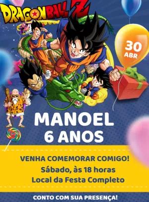 Convite de Aniversário Dragon Ball Z com Goku para Editar Online