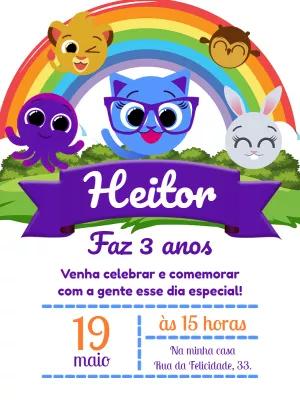 Convite Aniversário Bolofofos com Personagens para Editar Online