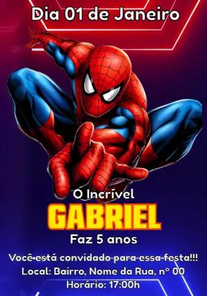 Convite de Aniversário Homem-Aranha para Editar Online