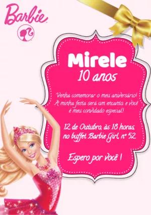 Convite de Aniversário Barbie Bailarina para Editar Online