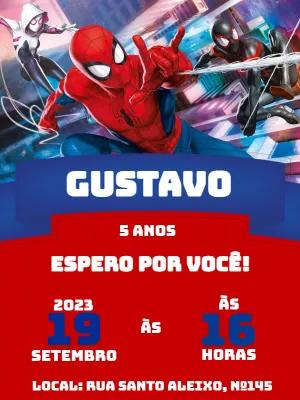 Convite de Aniversário Homem-Aranha Aranhaverso para Editar