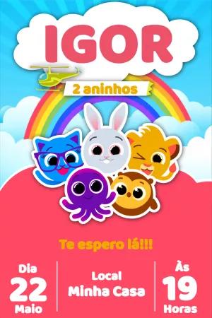 Convite Bolofofos para Aniversário Infantil Editável Online