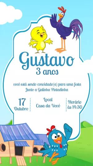 Convite de Aniversário Galinha Pintadinha para Editar Online