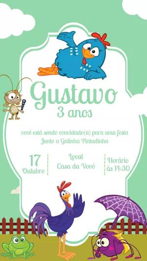 Convite Aniversário Galinha Pintadinha para Editar Online