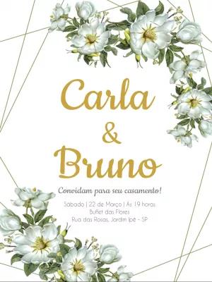 Convite de Casamento Floral Geométrico para Editar Online